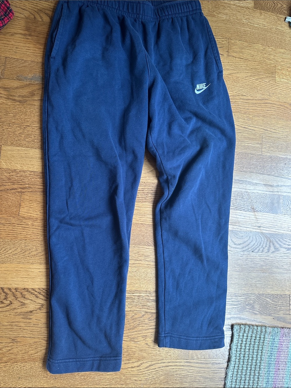 Nike Kids Dark Blue Fleece Joggers with White Logo